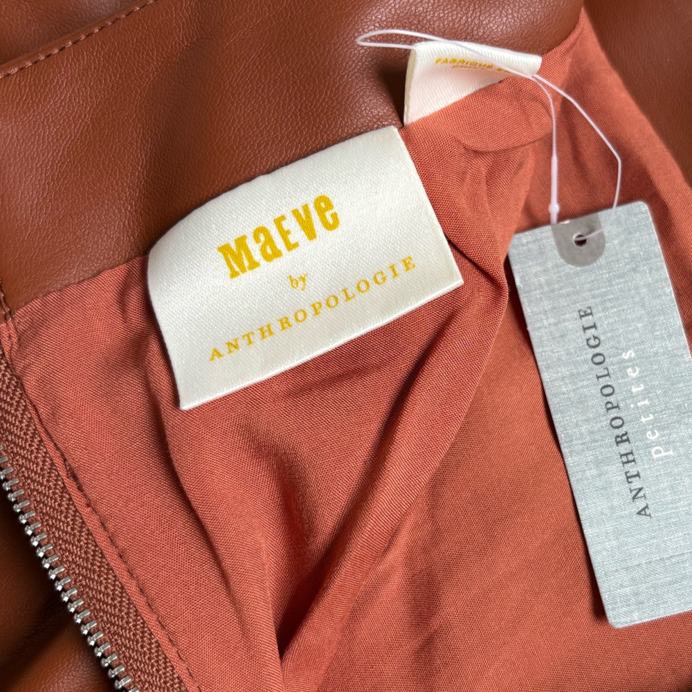 Maeve by Anthropologie - Faux Leather A-Line Mini Skirt - Small - Brown - NWT - Picture 4 of 5